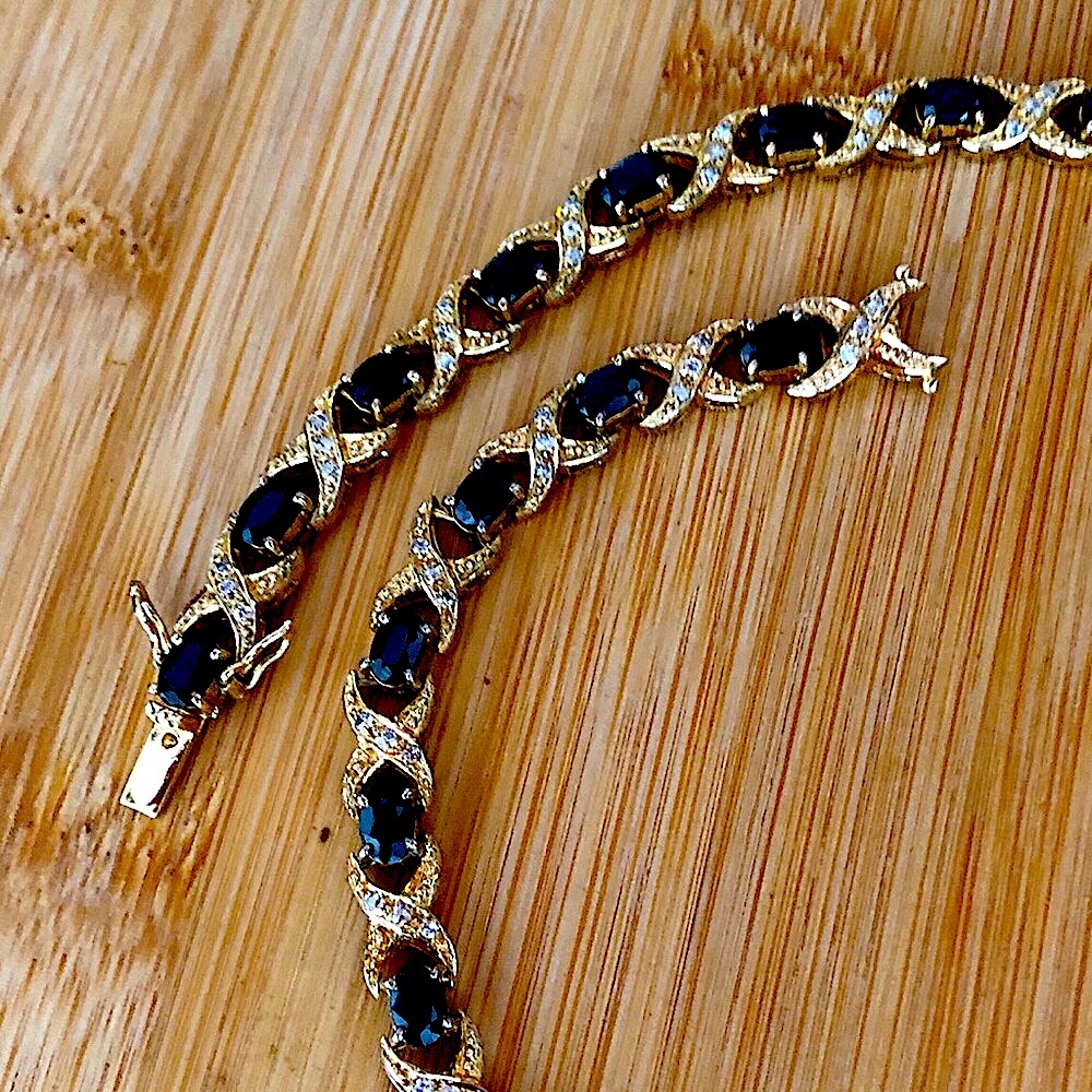 $178 Designer Gold on Sterling Amande Tennis Estate Necklace Hallmarked 925 - Picture 3 of 7